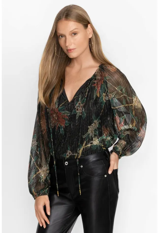 Women Evelina Metallic Blouse Multi Johnny Was Tops