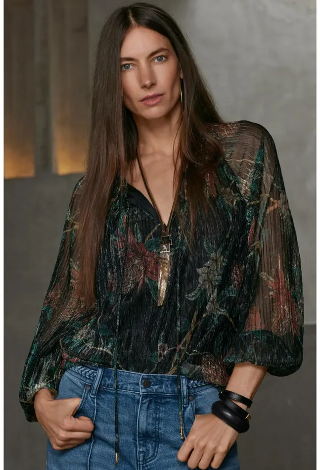 Women Evelina Metallic Blouse Multi Johnny Was Tops