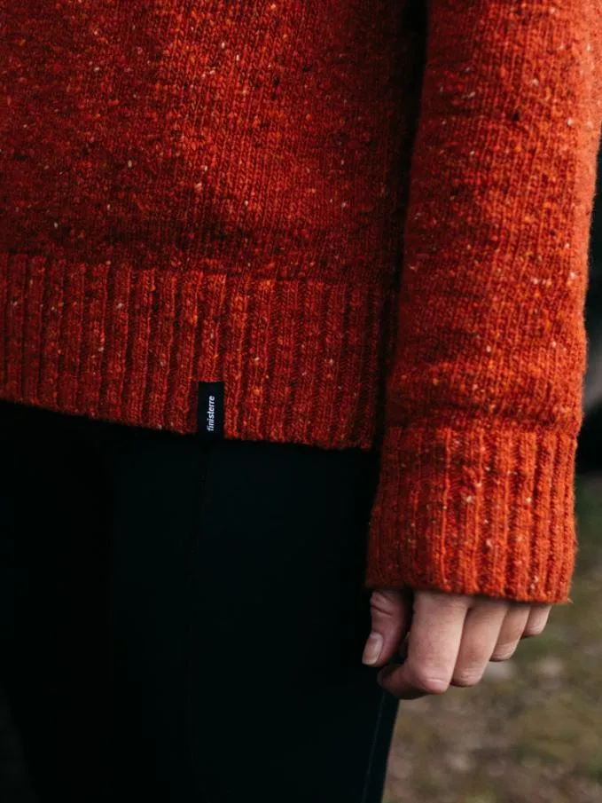 Women Farne Crew Neck Knit Jumper Autumn Orange Finisterre Knitwear