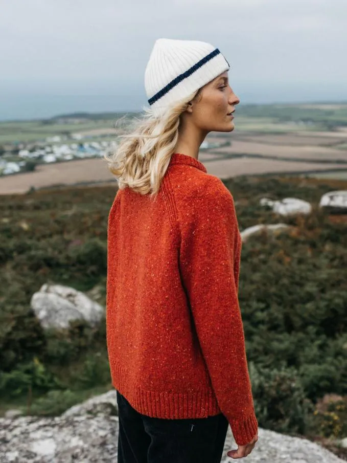 Women Farne Crew Neck Knit Jumper Autumn Orange Finisterre Knitwear