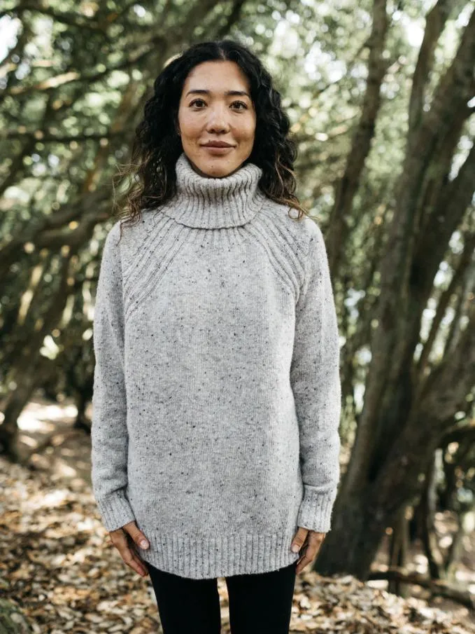 Women Farne Roll Neck Knit Jumper Oatmeal Grey Finisterre Knitwear