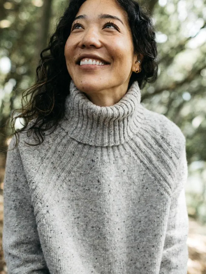 Women Farne Roll Neck Knit Jumper Oatmeal Grey Finisterre Knitwear