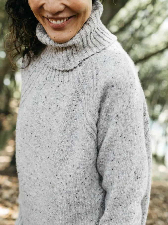 Women Farne Roll Neck Knit Jumper Oatmeal Grey Finisterre Knitwear