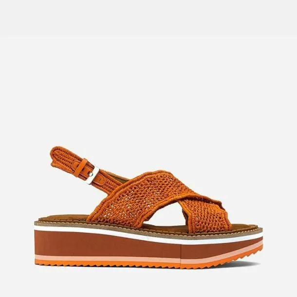 Women FEEL Coral Red Raffia Clergerie Sandals