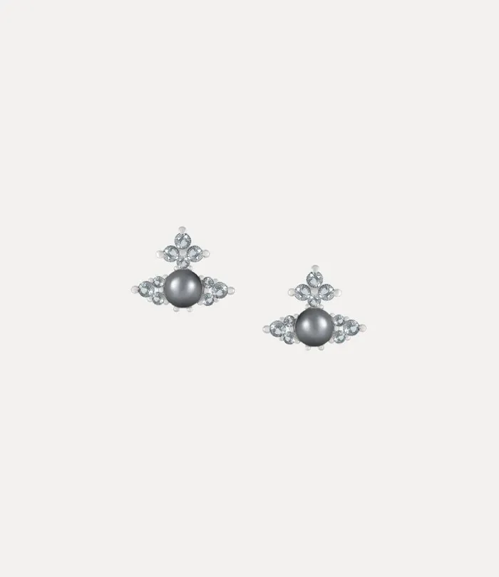 Women Feodora Earrings Platinumlightblueczcrystaldarkgreypearl Vivienne Westwood Earrings Women Feodora Earrings Platinumlightblueczcrystaldarkgreypearl Vivienne Westwood Earrings