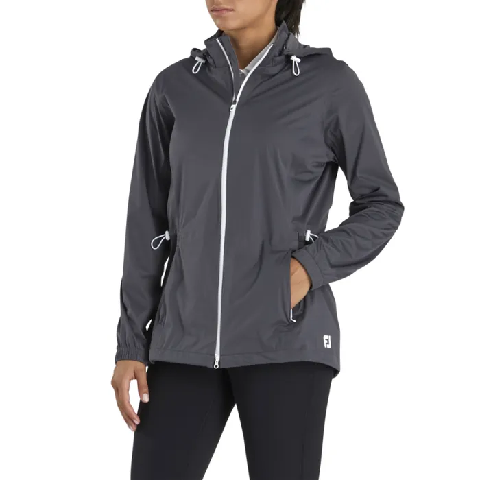Women FootJoy Outer Layers HydroKnit Rain Jacket Charcoal
