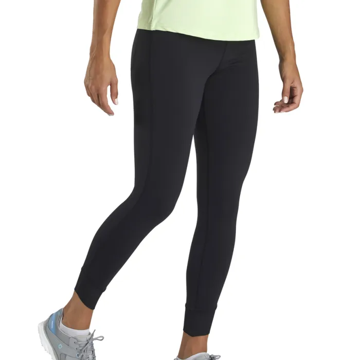 Women FootJoy Pants Ankle Length Rib Block Leggings Black