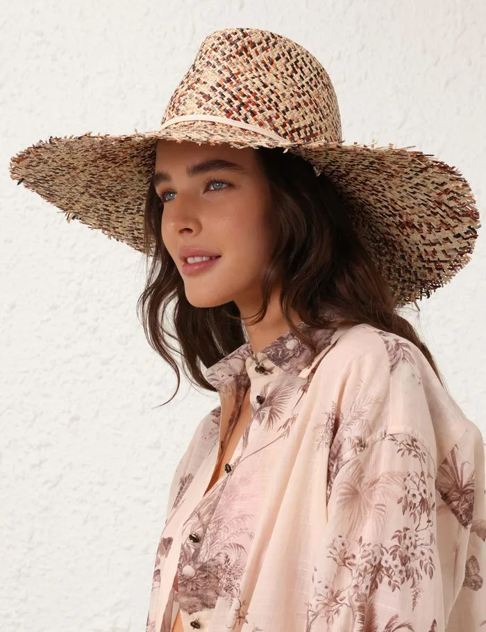 Women Hats Zimmermann Multi Tone Straw Fedora Multi