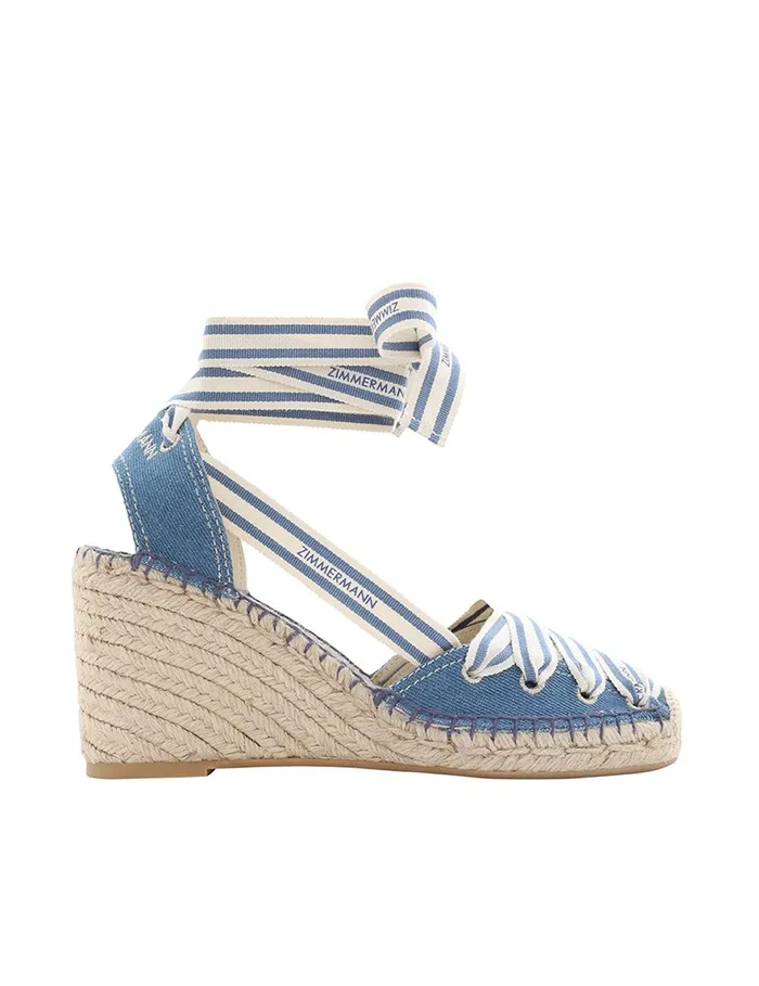 Women Heeled Sandals Zimmermann Sol Espadrille 95 Denim