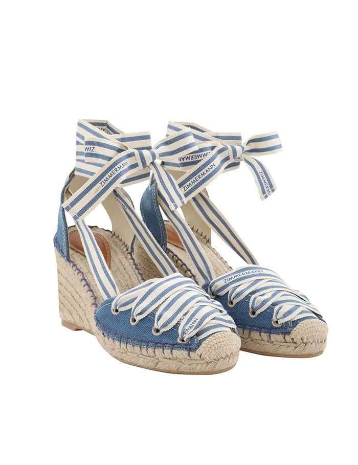 Women Heeled Sandals Zimmermann Sol Espadrille 95 Denim