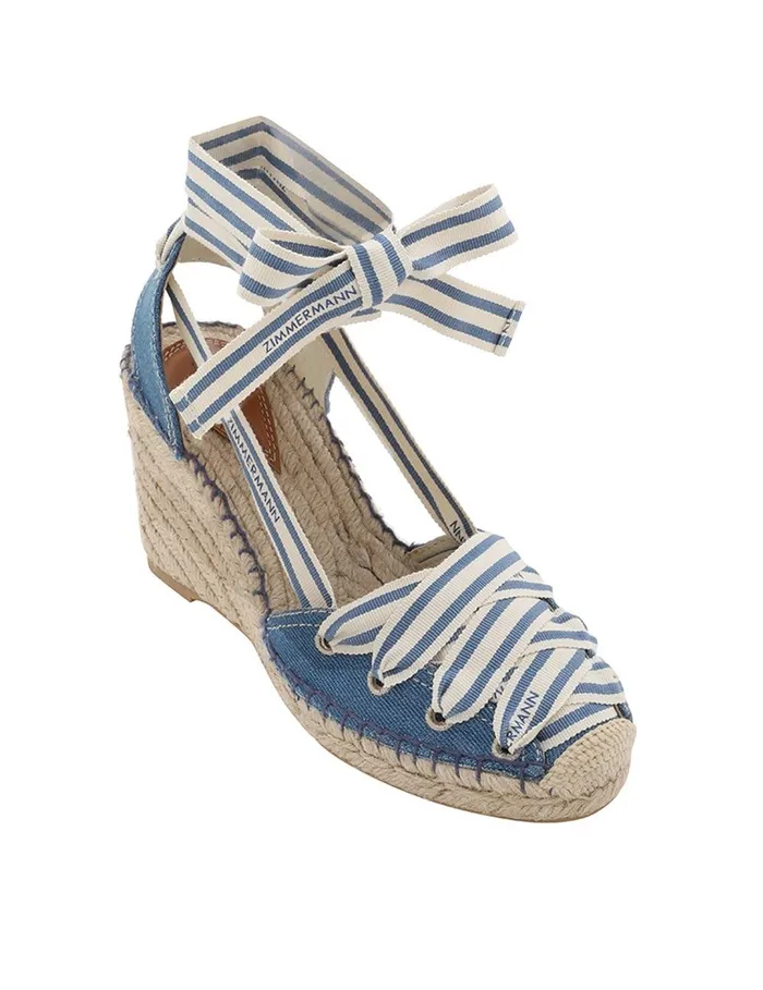 Women Heeled Sandals Zimmermann Sol Espadrille 95 Denim