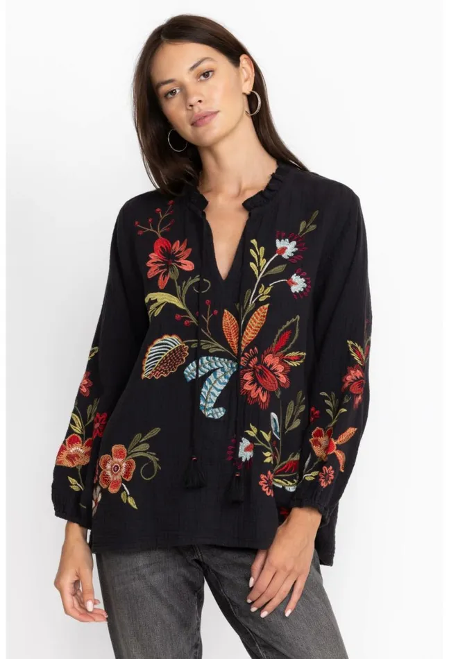 Women Isabella Field Blouse Black Johnny Was Tops