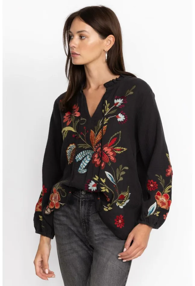 Women Isabella Field Blouse Black Johnny Was Tops