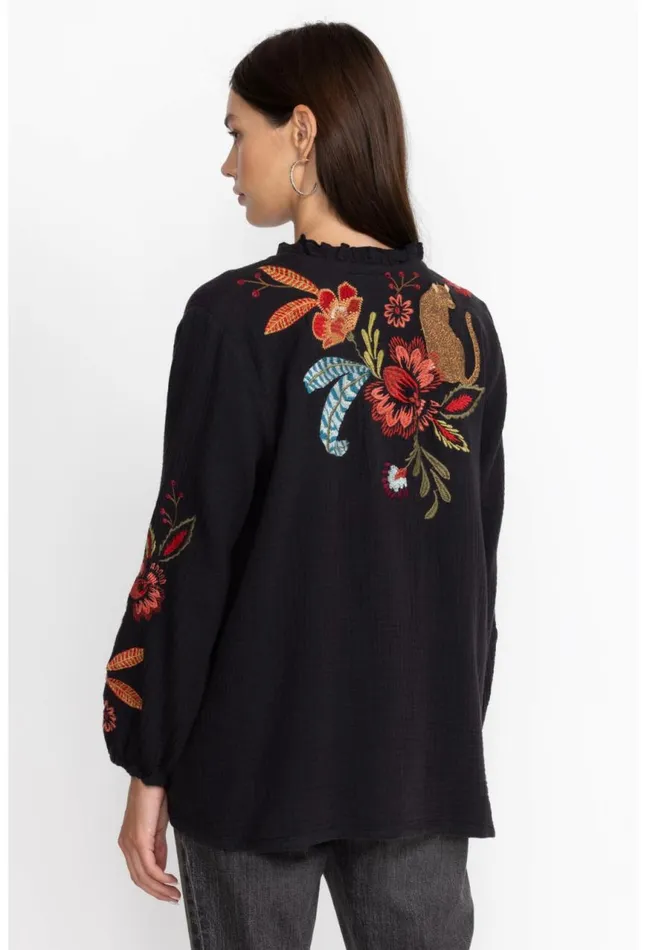 Women Isabella Field Blouse Black Johnny Was Tops