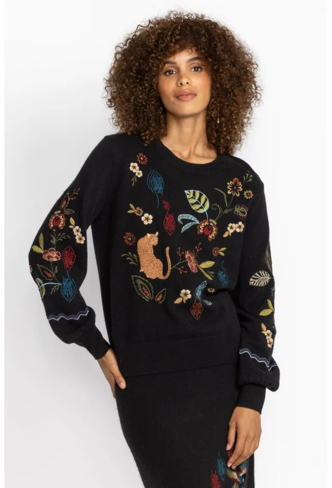 Women Isabella Sweater Top Black Johnny Was Tops