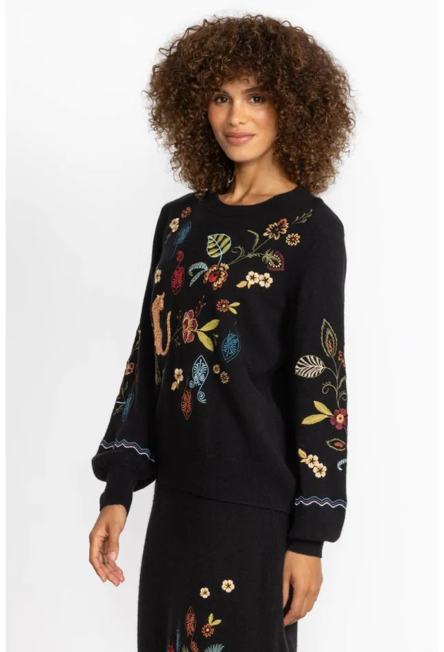 Women Isabella Sweater Top Black Johnny Was Tops