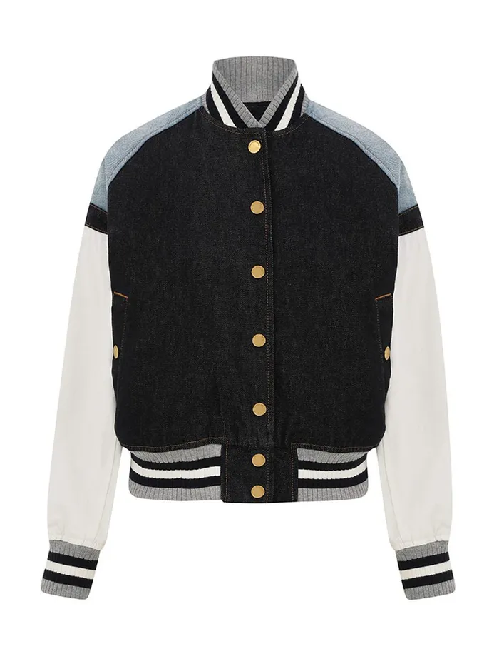 Women Jackets and Coats Zimmermann Crush Denim Bomber Jacket Night Sky