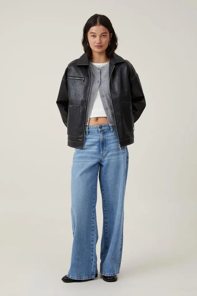 Women Jackets Cotton On Leo Faux Leather Jacket Black