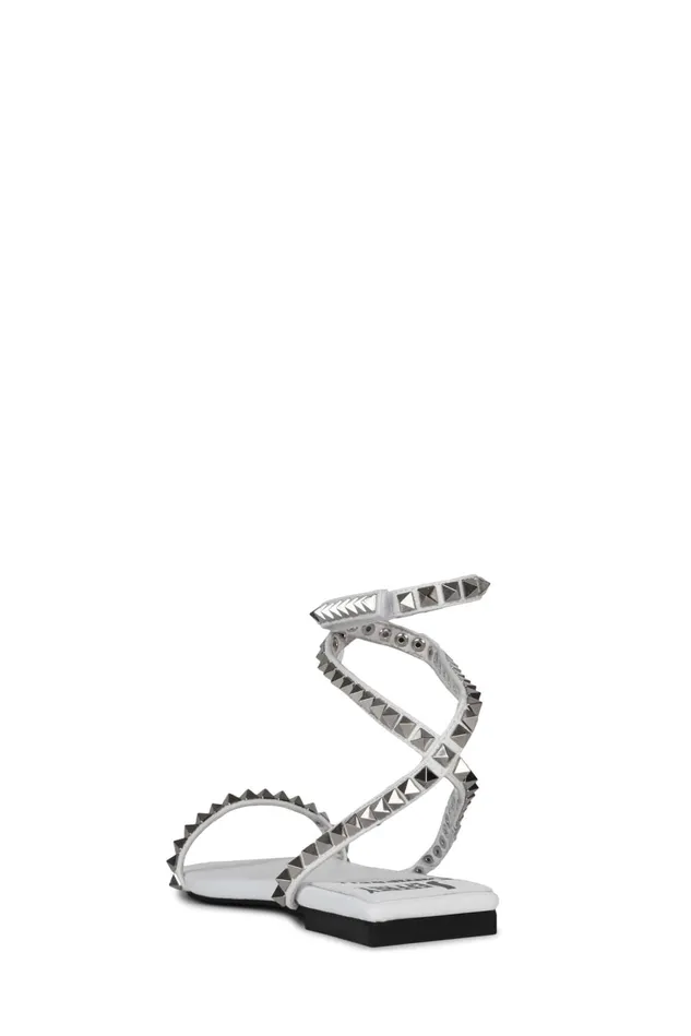Women Jeffrey Campbell Flat LUXOR White Silver