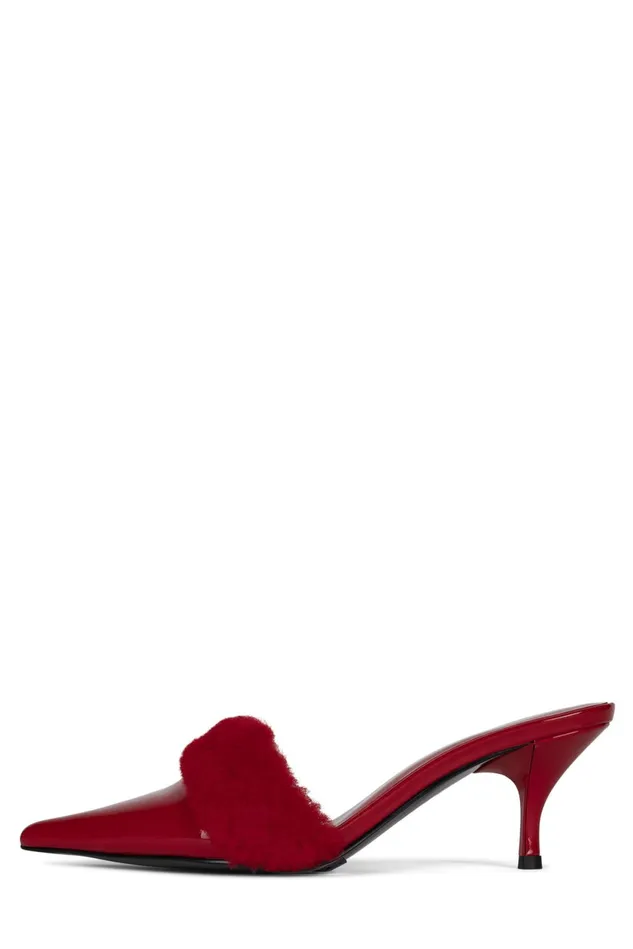 Women Jeffrey Campbell Mule TASTEFUL Red Patent Combo