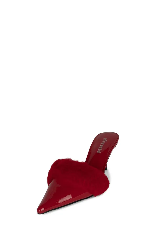 Women Jeffrey Campbell Mule TASTEFUL Red Patent Combo