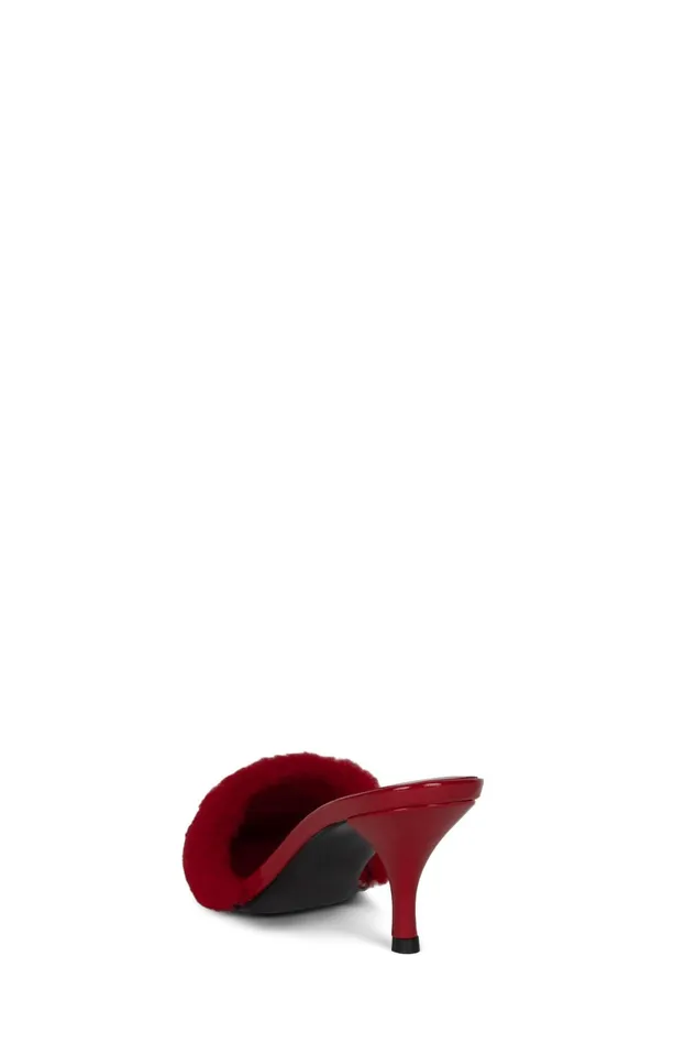 Women Jeffrey Campbell Mule TASTEFUL Red Patent Combo