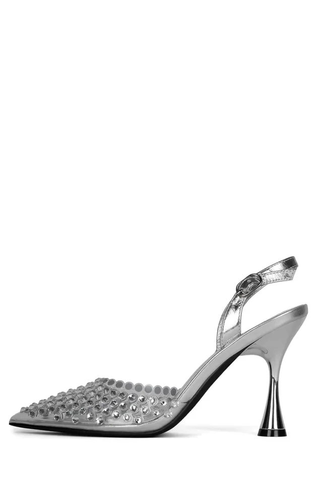 Women Jeffrey Campbell Pump SHINER Clear Silver