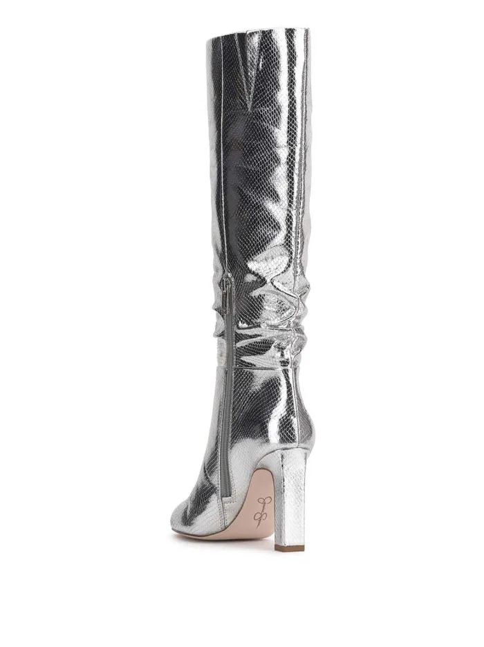 Women Jessica Simpson Boots and Booties Minerva Knee High Boot In Silver Snake