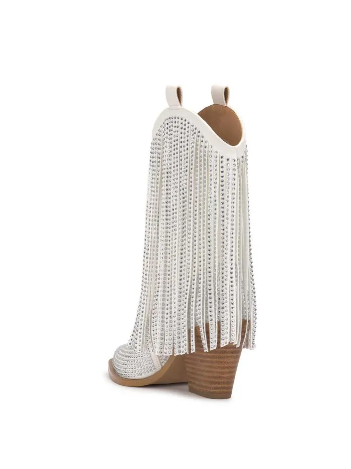 Women Jessica Simpson Boots and Booties Paredisa Fringe Bootie In White