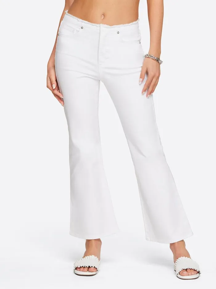 Women Jessica Simpson Bottoms Love Song High Rise Crop Flare In White