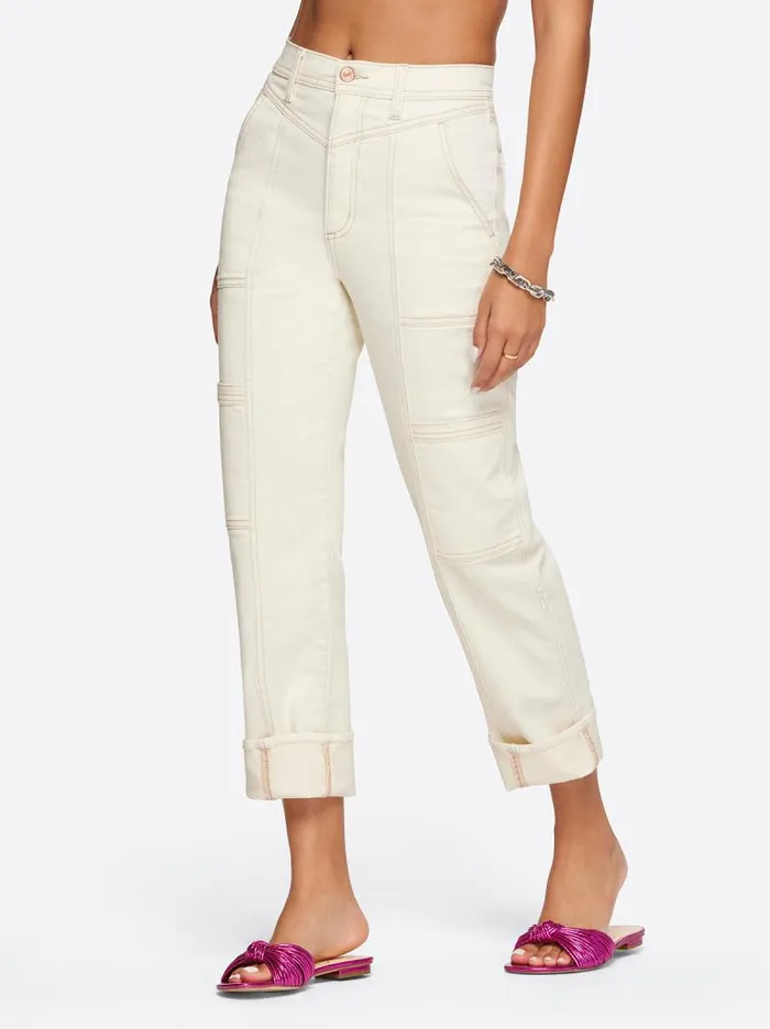 Women Jessica Simpson Bottoms Straight Cargo Ankle In Ecru