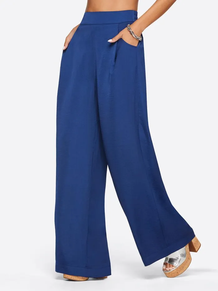Women Jessica Simpson Bottoms Winnie Wide Leg Pants In Medieval Blue