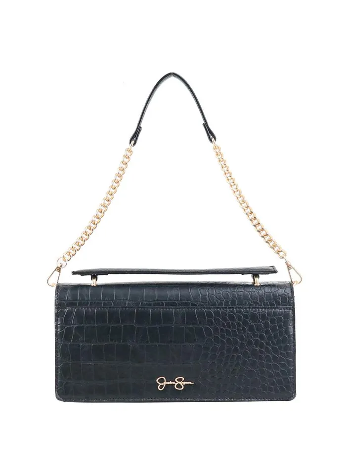 Women Jessica Simpson Crossbody Brooke Clutch In Black Croco