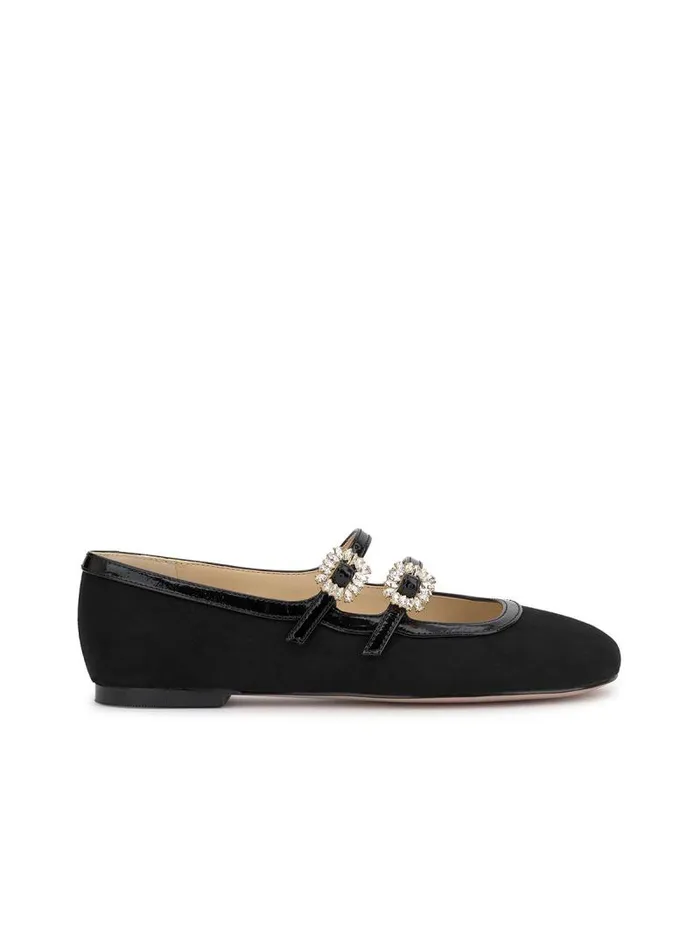 Women Jessica Simpson Flats Allista Buckle Ballet Flat In Black Suede