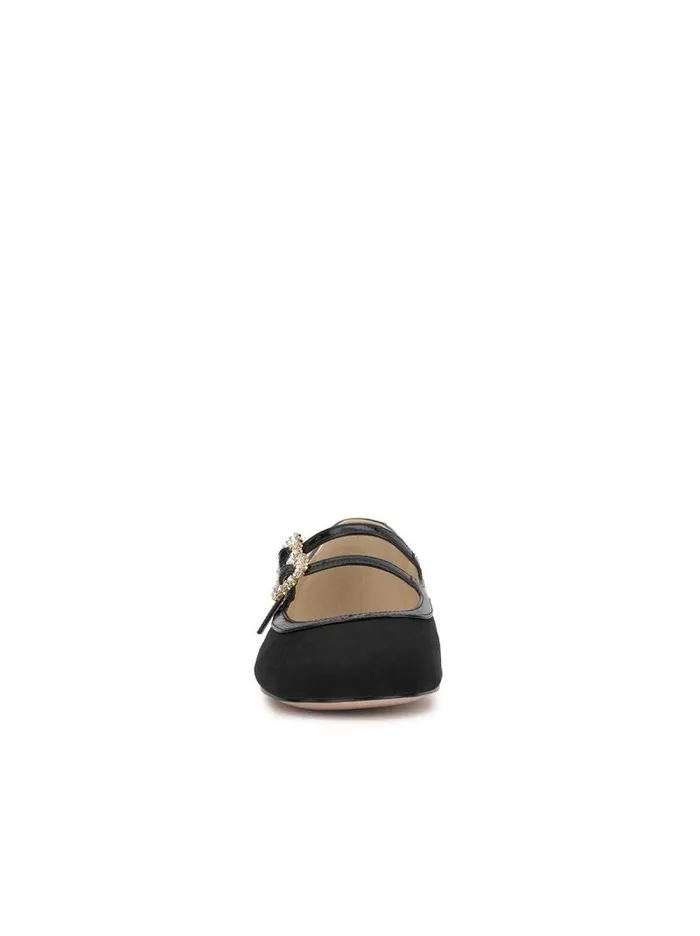 Women Jessica Simpson Flats Allista Buckle Ballet Flat In Black Suede