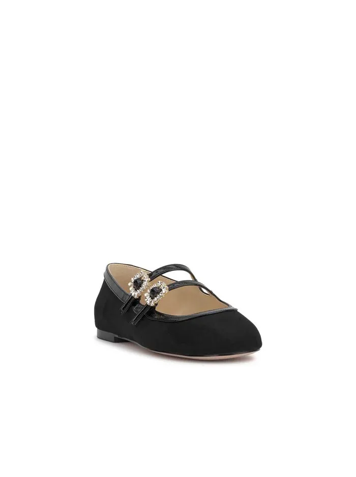 Women Jessica Simpson Flats Allista Buckle Ballet Flat In Black Suede