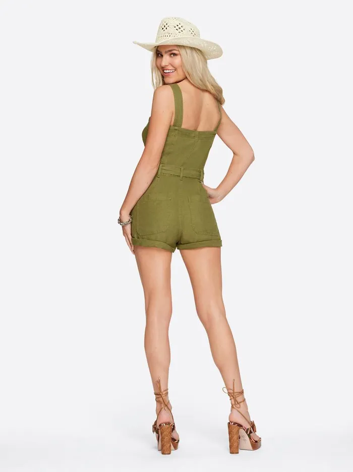Women Jessica Simpson Jumpsuits and Rompers Cargo Belted Romper In Pesto