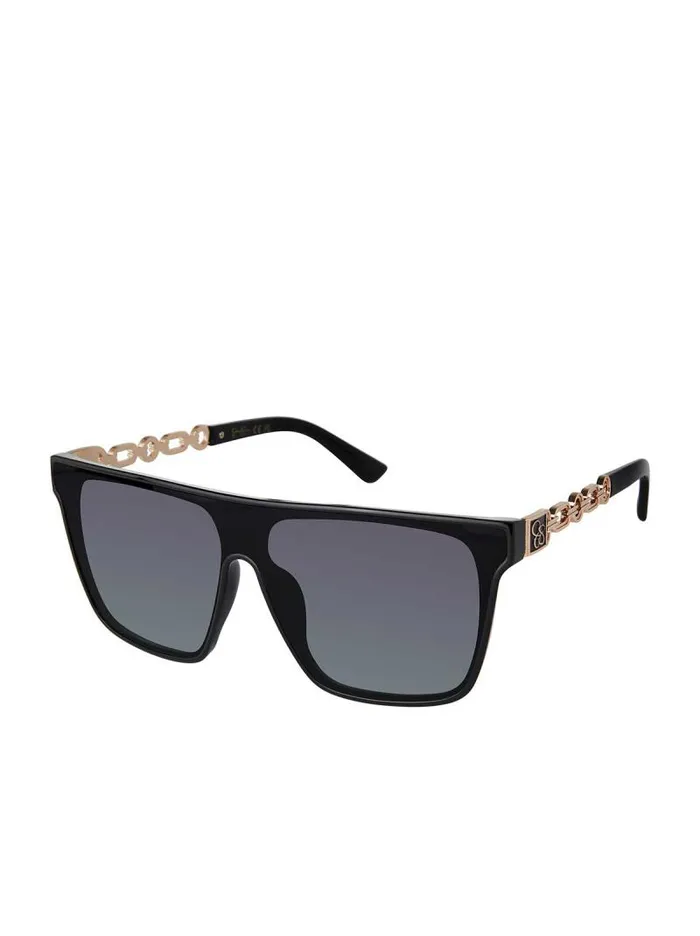 Women Jessica Simpson Sunglasses Metal Square Shield Sunglasses In Black