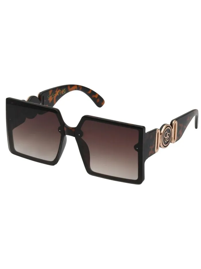 Women Jessica Simpson Sunglasses Oversized Metal Accent Square Sunglasses In Matte Tortoise Women Jessica Simpson Sunglasses Oversized Metal Accent Square Sunglasses In Matte Tortoise
