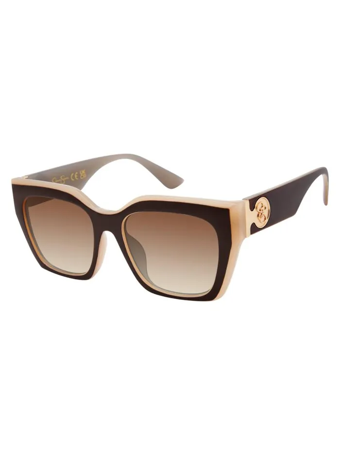 Women Jessica Simpson Sunglasses Retro Two Tone Cat Eye Sunglasses In Brown and Nude Women Jessica Simpson Sunglasses Retro Two Tone Cat Eye Sunglasses In Brown and Nude