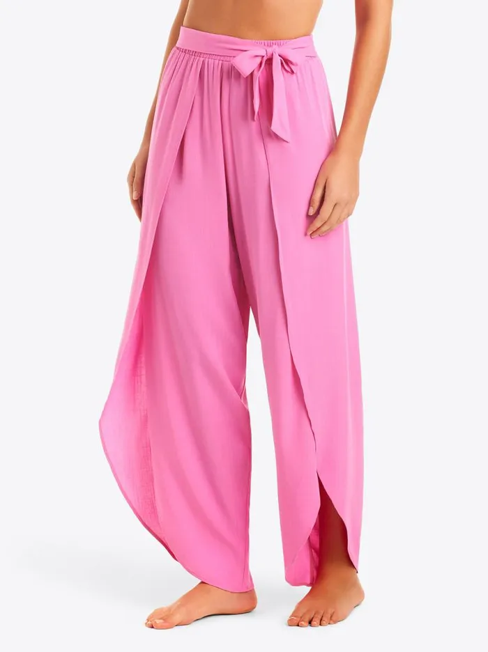 Women Jessica Simpson Swim Basic Solid Beach Pant Cover Up In Pink Parfait