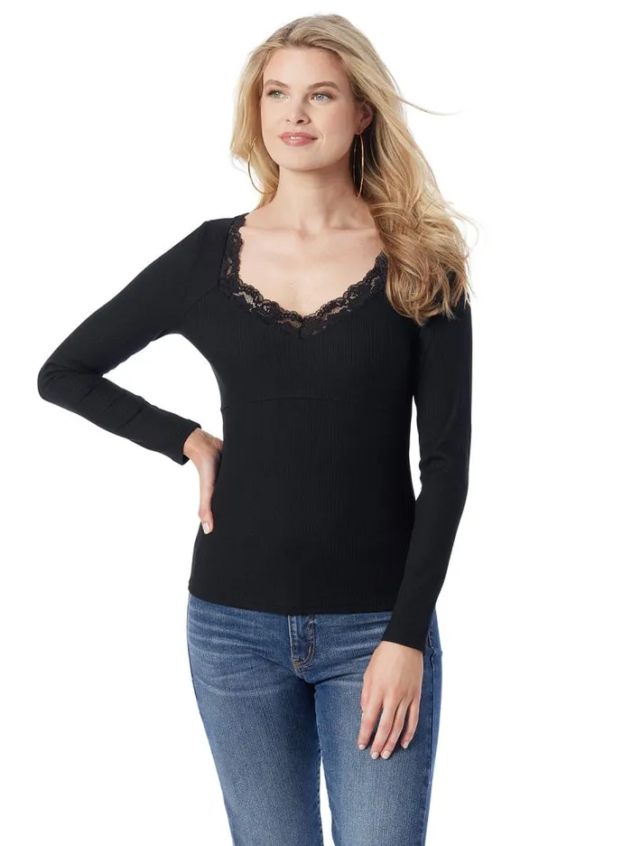Women Jessica Simpson Tops and Tees Abbey Sweatheart Top In Anthracite
