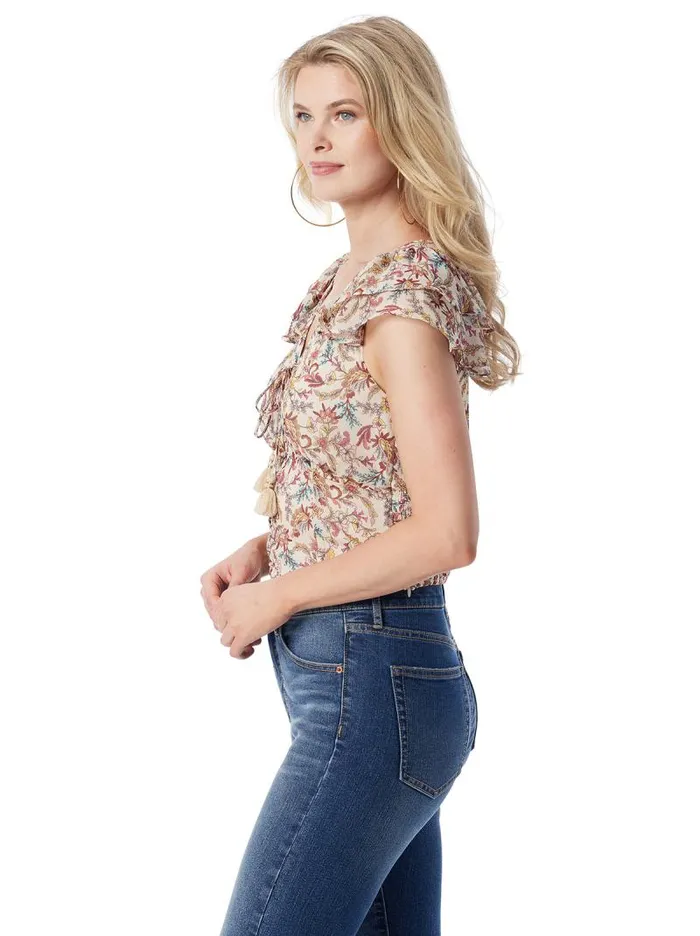 Women Jessica Simpson Tops and Tees Dixie Cropped Blouse In Cartoon Florals