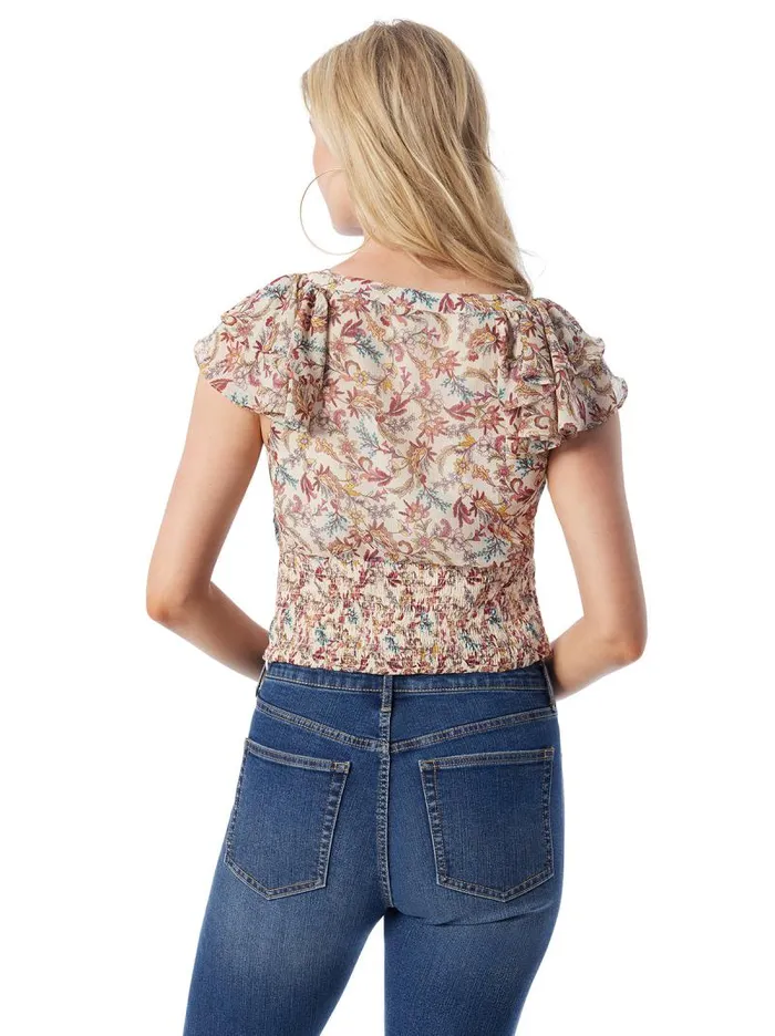 Women Jessica Simpson Tops and Tees Dixie Cropped Blouse In Cartoon Florals