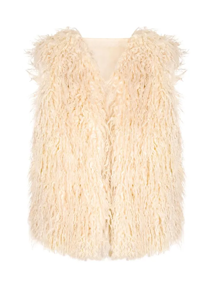 Women Jessica Simpson Tops and Tees Fur Vest In Gardenia
