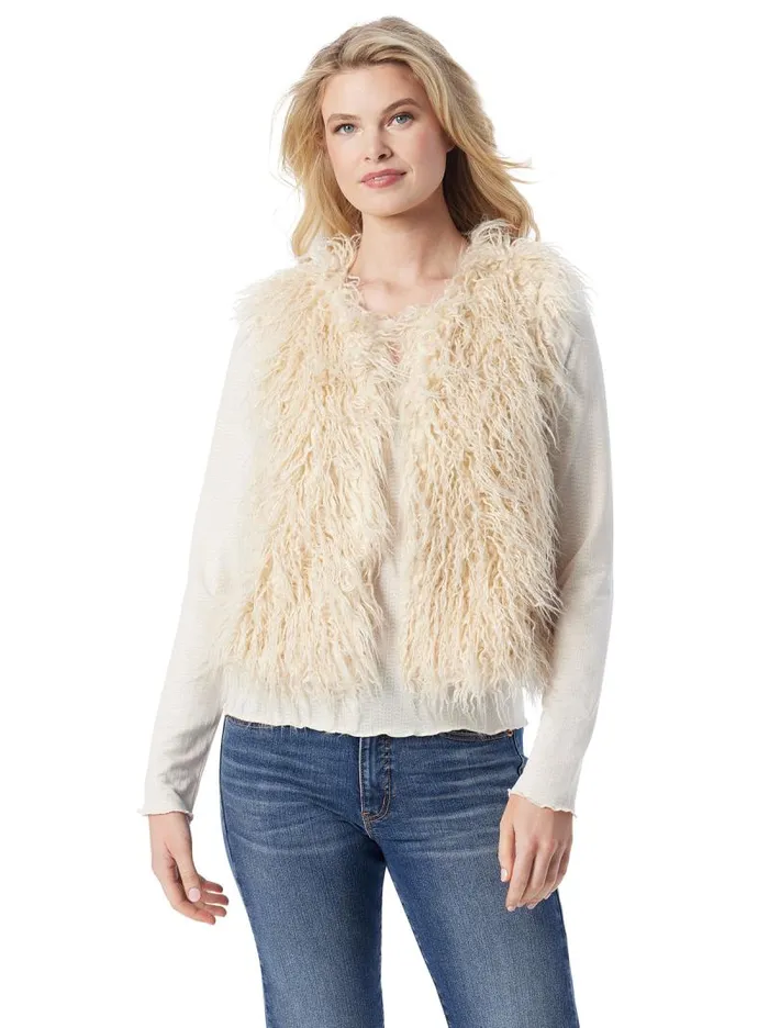 Women Jessica Simpson Tops and Tees Fur Vest In Gardenia