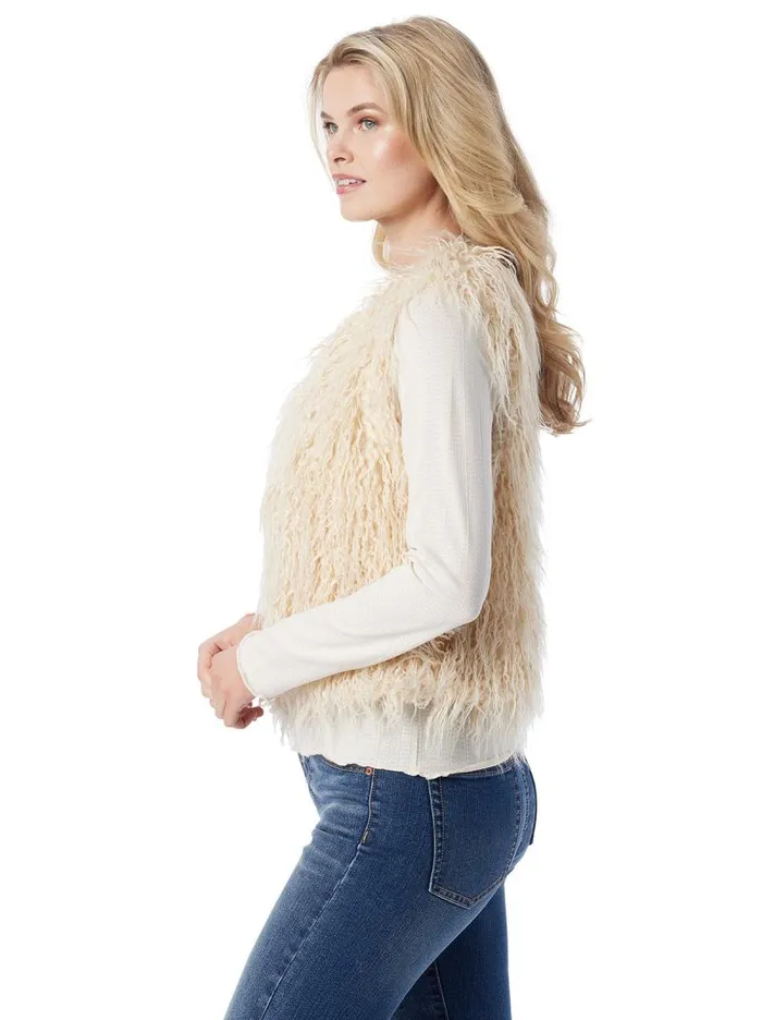 Women Jessica Simpson Tops and Tees Fur Vest In Gardenia