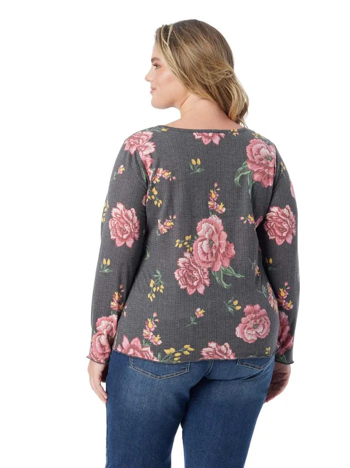 Women Jessica Simpson Tops and Tees Tahani Henley Top In Sketchy Roses