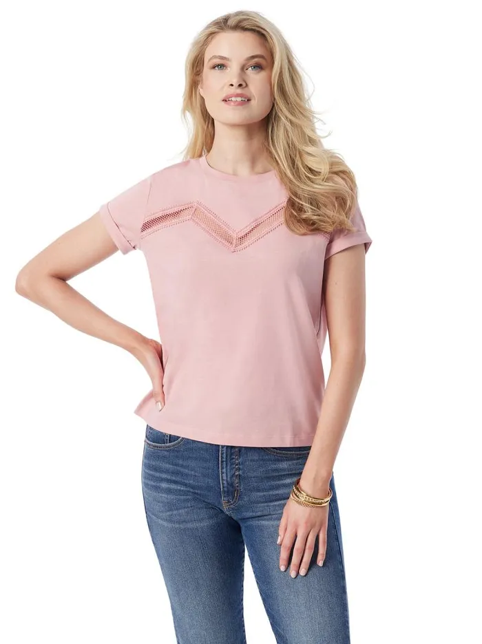 Women Jessica Simpson Tops and Tees Valeriya Tee In Silver Pink