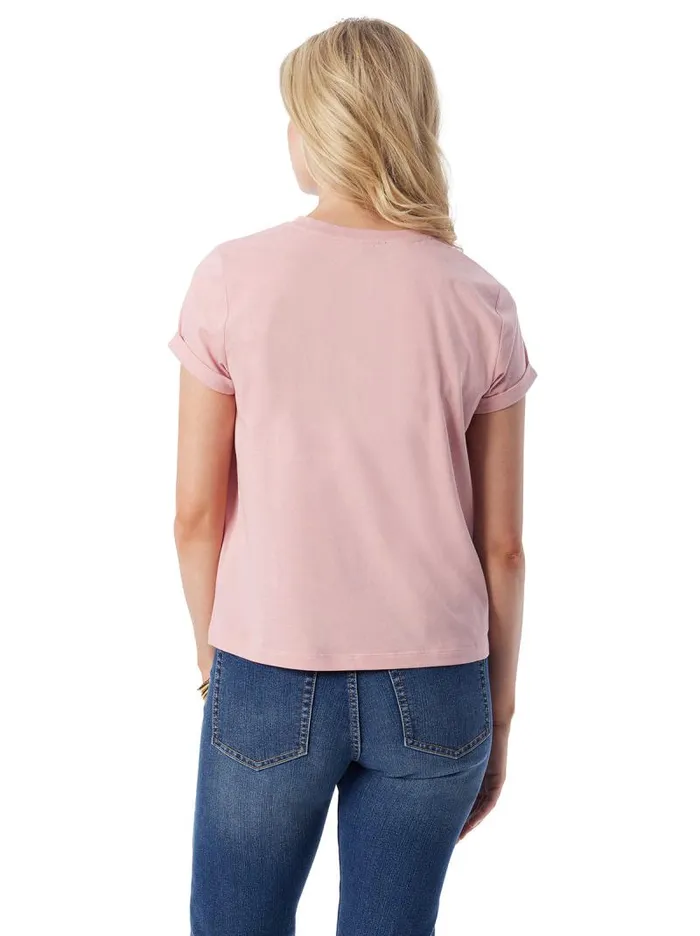 Women Jessica Simpson Tops and Tees Valeriya Tee In Silver Pink